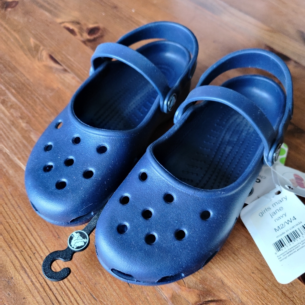 NWT Crocs Youth Navy Blue Mary Janes
